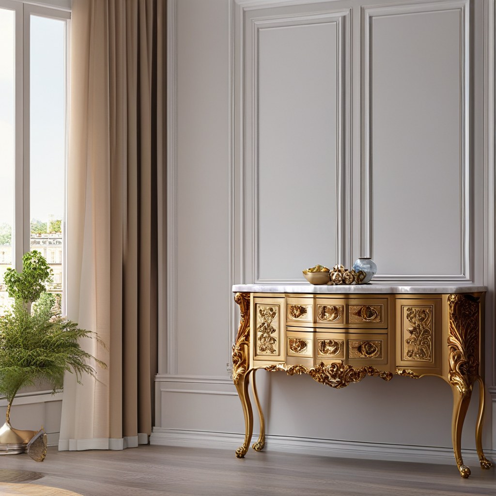 Baroque furniture: Elegant baroque commode with a marble top and gold leaf by Casa Padrino