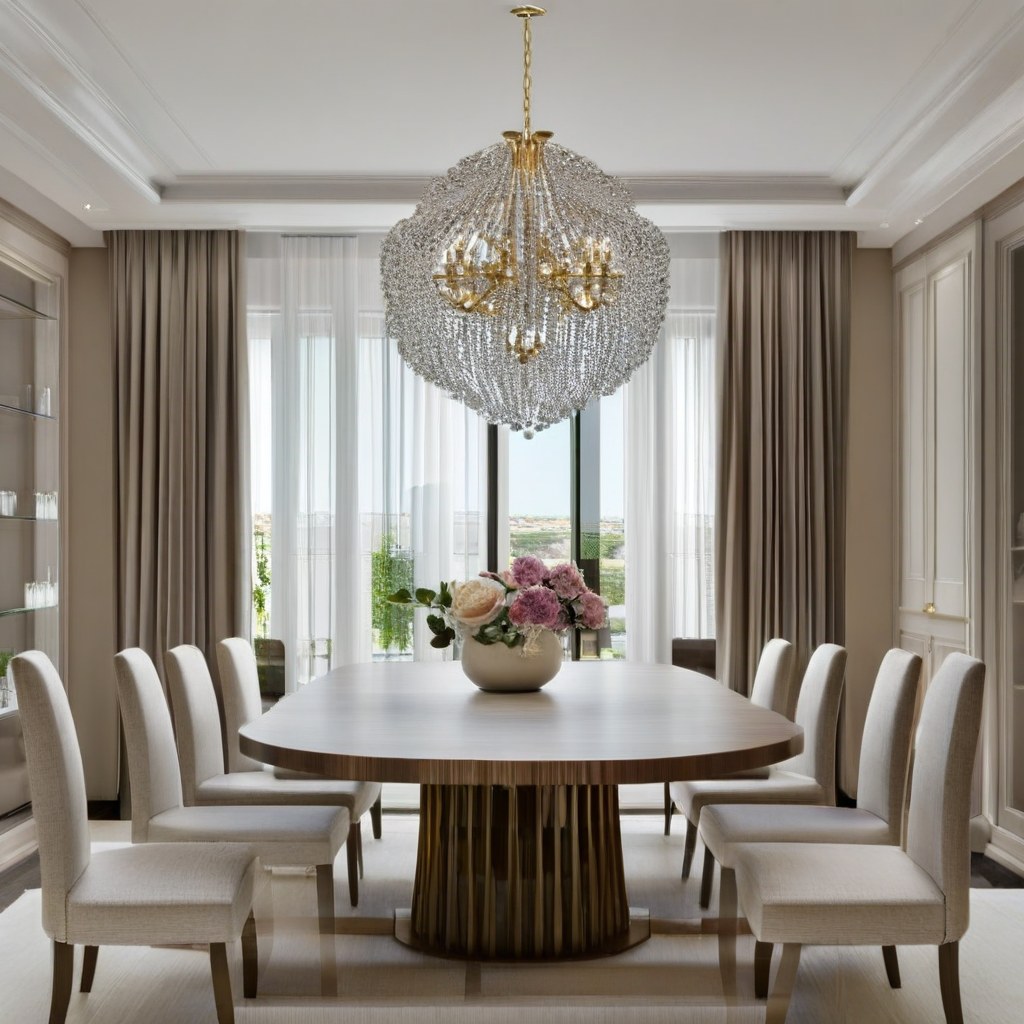 Baroque furniture: Festive baroque dining room with a crystal chandelier by Casa Padrino