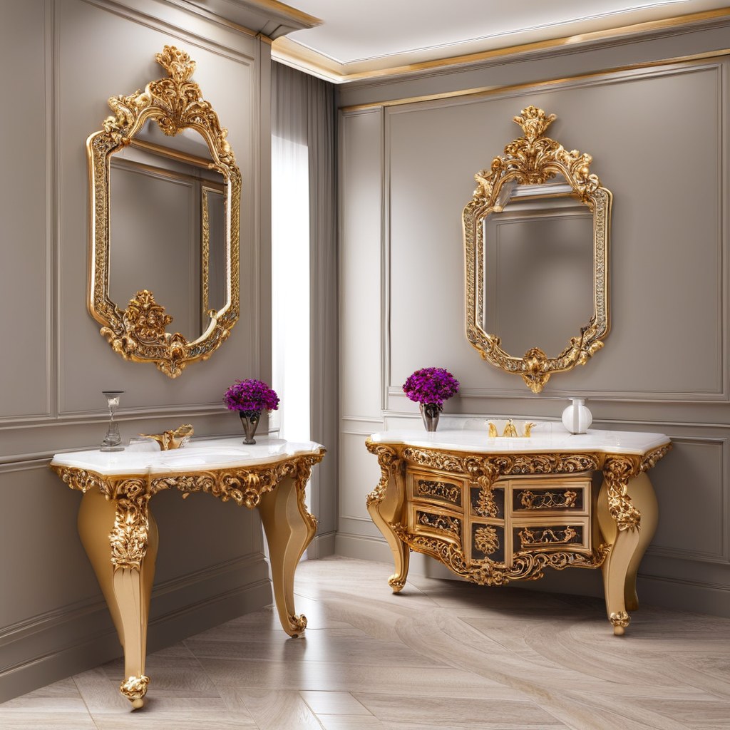 Baroque furniture commode and mirror ensemble by Casa Padrino