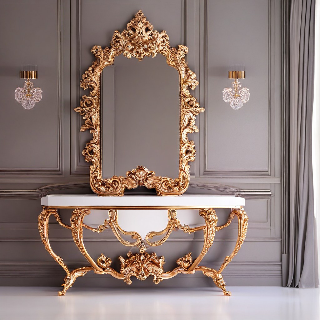 Baroque mirror with carved gilt frame detail by Casa Padrino