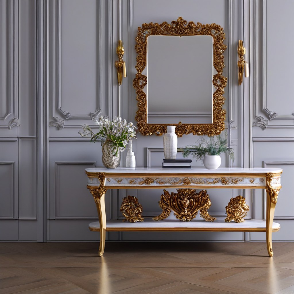 Baroque mirror in a luxury dressing room by Casa Padrino