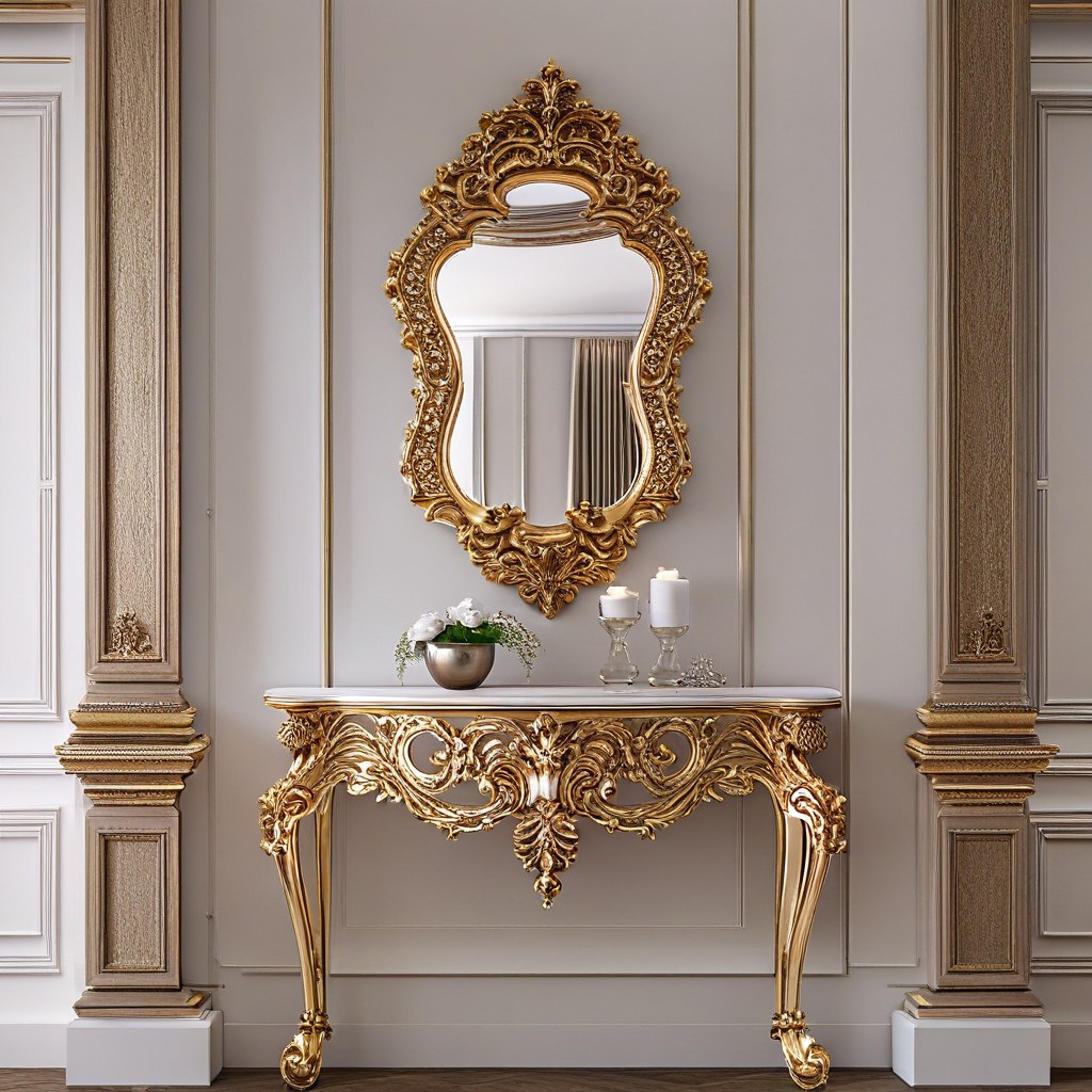 Ornate baroque wall mirror in a villa interior by Casa Padrino