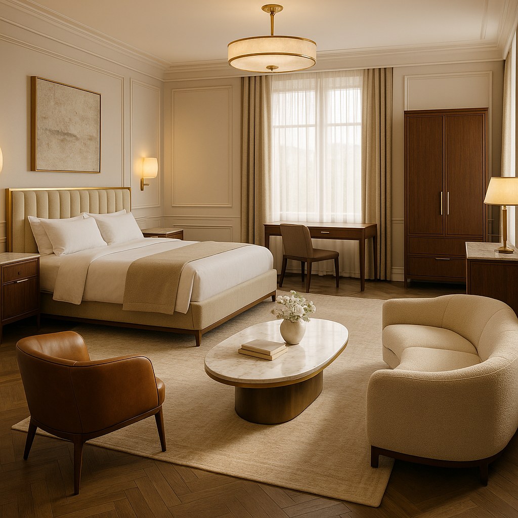 Bespoke furniture produced as a matching series for hotel suites by Casa Padrino
