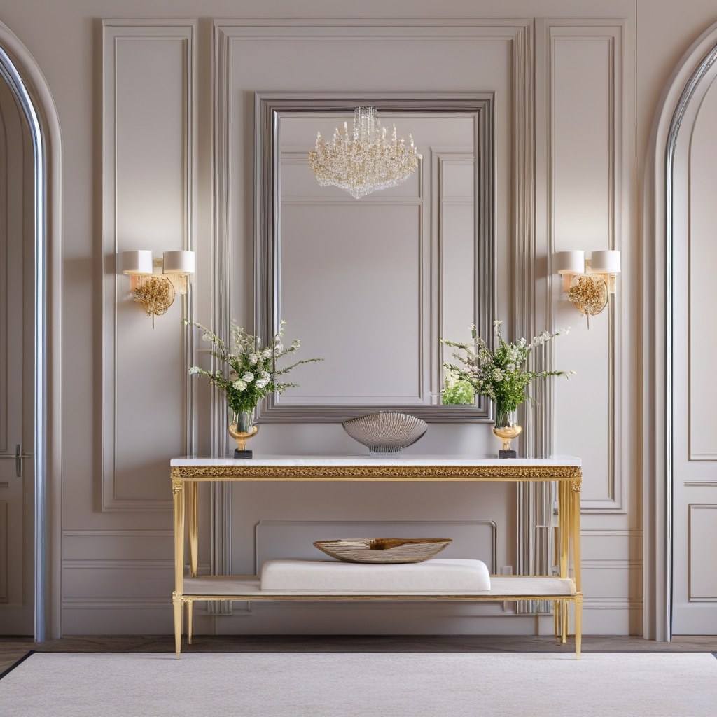 Bespoke marble console table in a hotel lobby by Casa Padrino