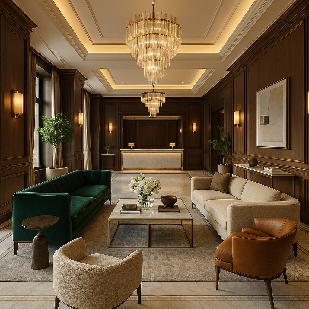 Boutique hotel furniture in a stylish lobby by Casa Padrino