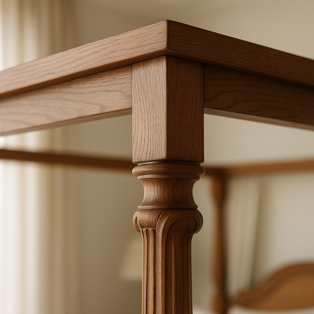 Canopy beds hand carved post detail in solid wood by Casa Padrino