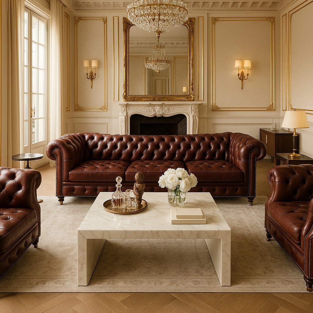 Chesterfield furniture in an elegant living room by Casa Padrino