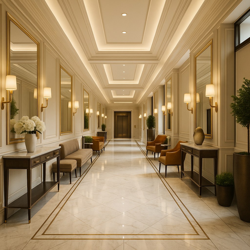 Contract furniture supplier furniture in a hotel corridor by Casa Padrino