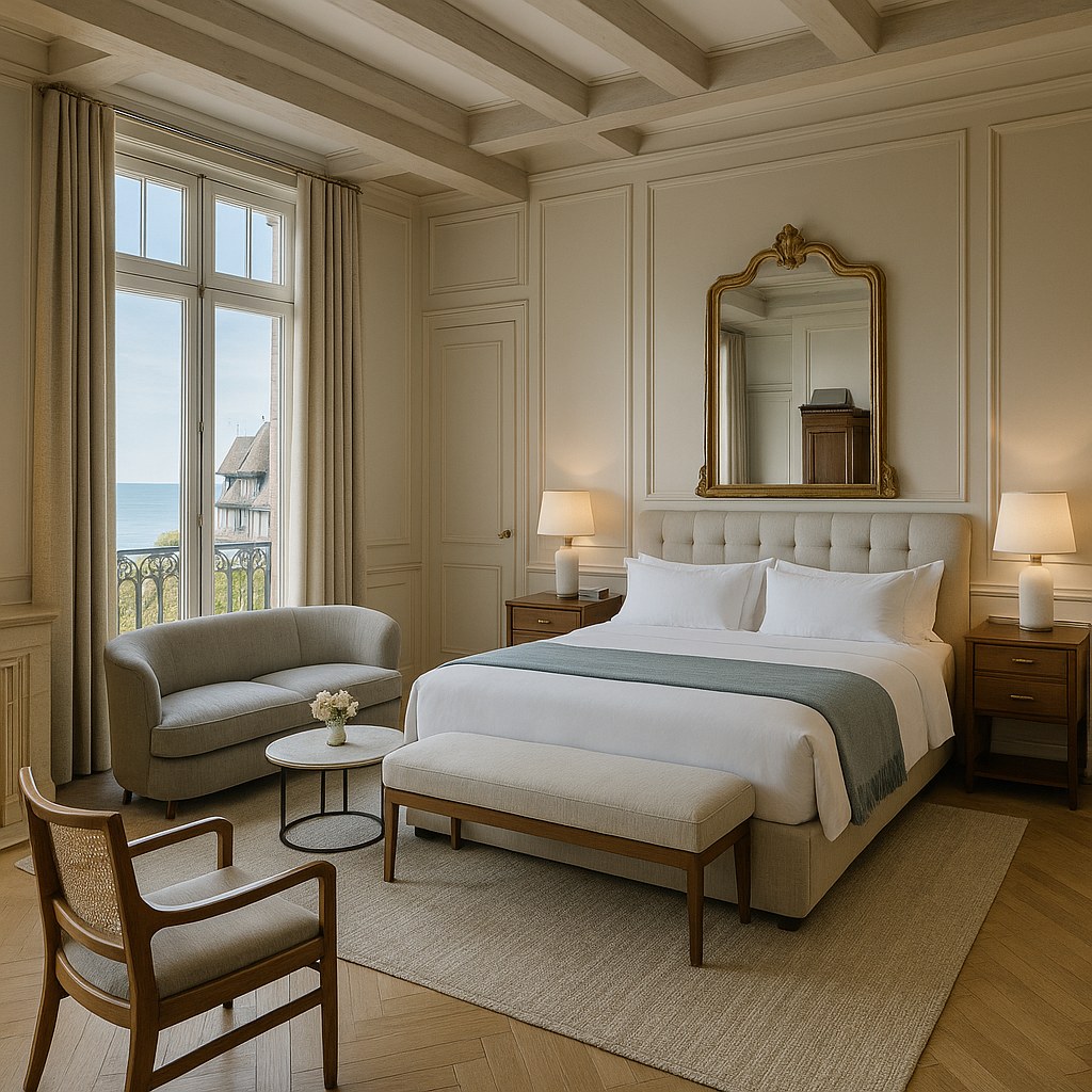 Deauville film festival interiors hotel suite salon facing the Channel furnished by Casa Padrino