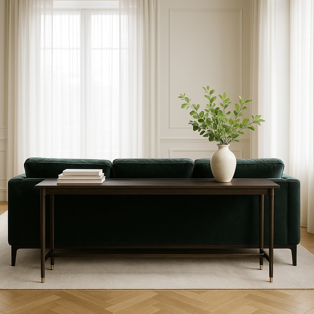 Entryway console tables console table placed behind a sofa in a living room by Casa Padrino