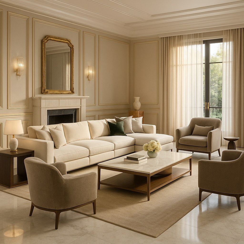 Furniture for architects featuring a custom sofa collection in a private villa by Casa Padrino