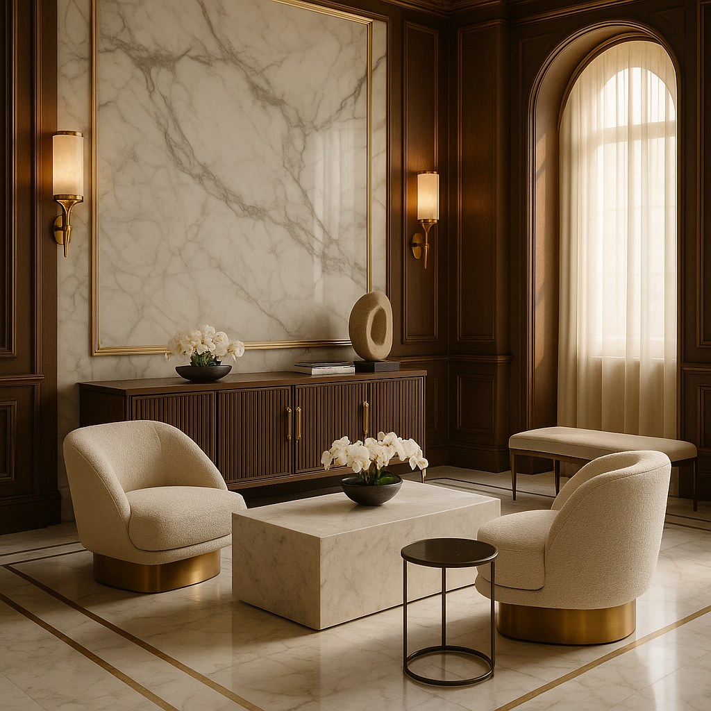 Furniture for architects shown as an elegant hotel interior detail by Casa Padrino
