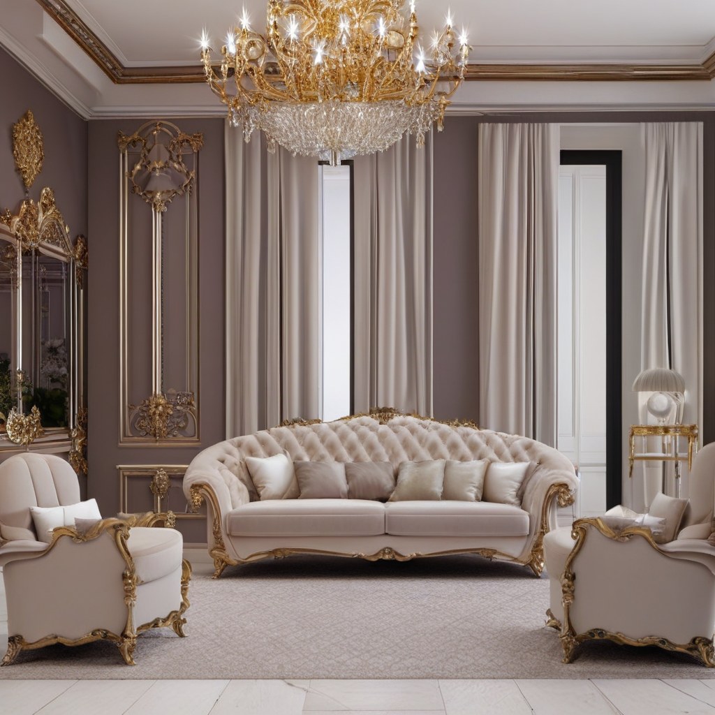 Gold and baroque luxury furniture in a Kuwait City villa by Casa Padrino