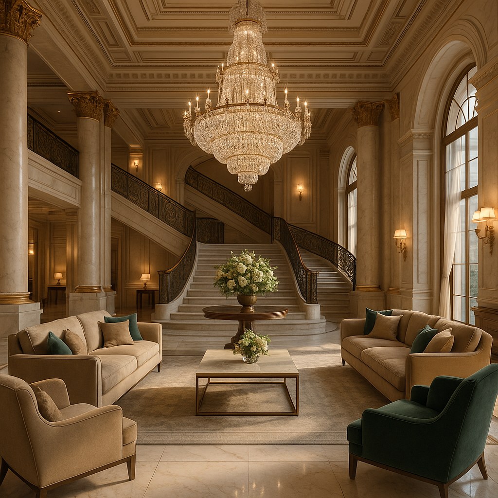 Hotel lighting chandelier in a grand hotel lobby by Casa Padrino