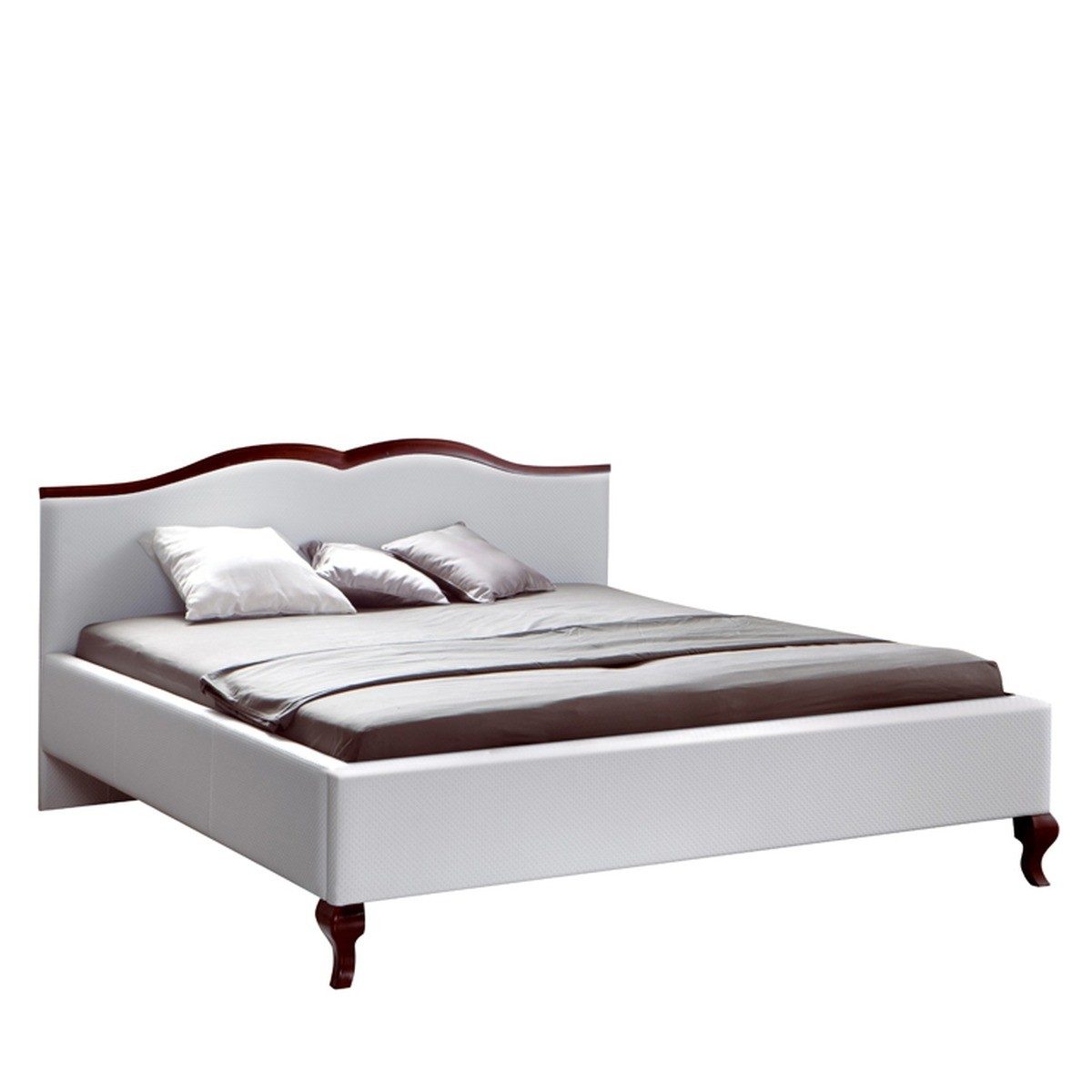 Casa Padrino hotel furniture: fully upholstered Art Nouveau double bed in white and brown, solid wood, 160 x 200 cm