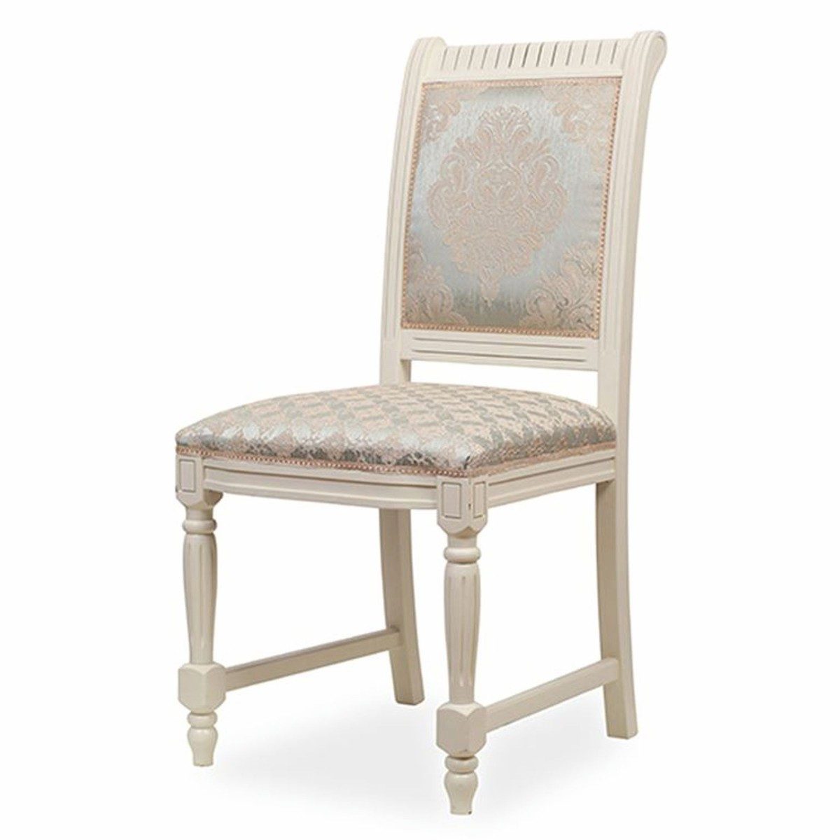 International furniture delivery: Casa Padrino luxury baroque dining chair in silver, pink and cream