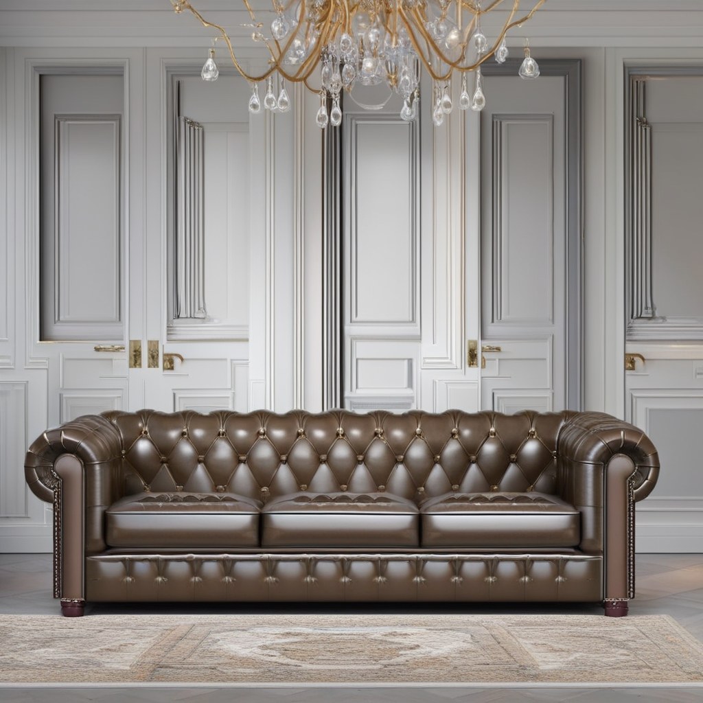 Leather chesterfield furniture sofa in English club style by Casa Padrino