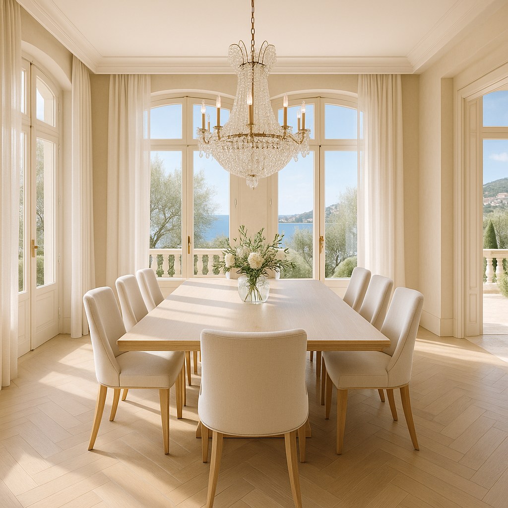Luxury furniture Cagnes-sur-Mer dining room with crystal chandelier by Casa Padrino