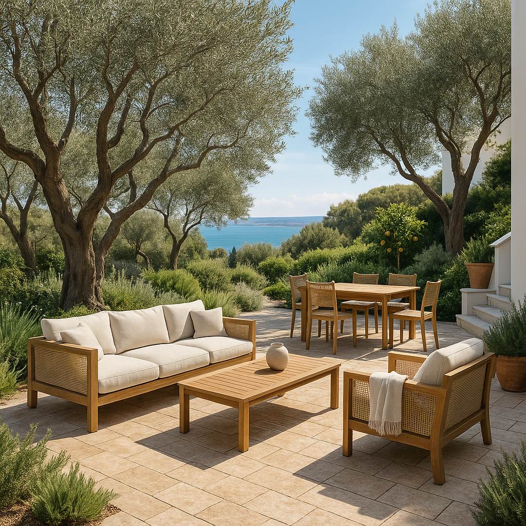 Luxury furniture Cagnes-sur-Mer terrace in an olive garden furnished by Casa Padrino
