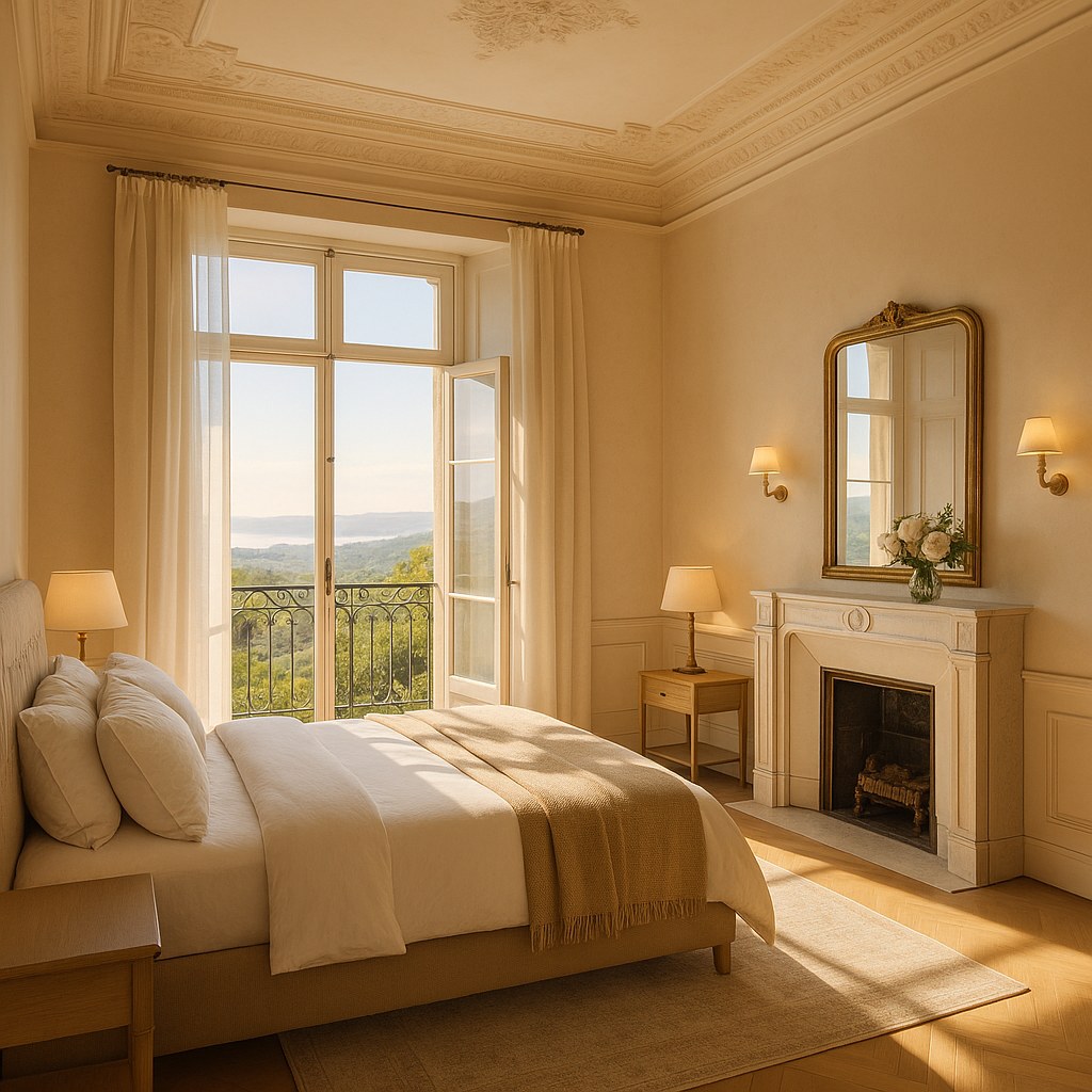 Luxury furniture Grasse bedroom with a view over the hills by Casa Padrino