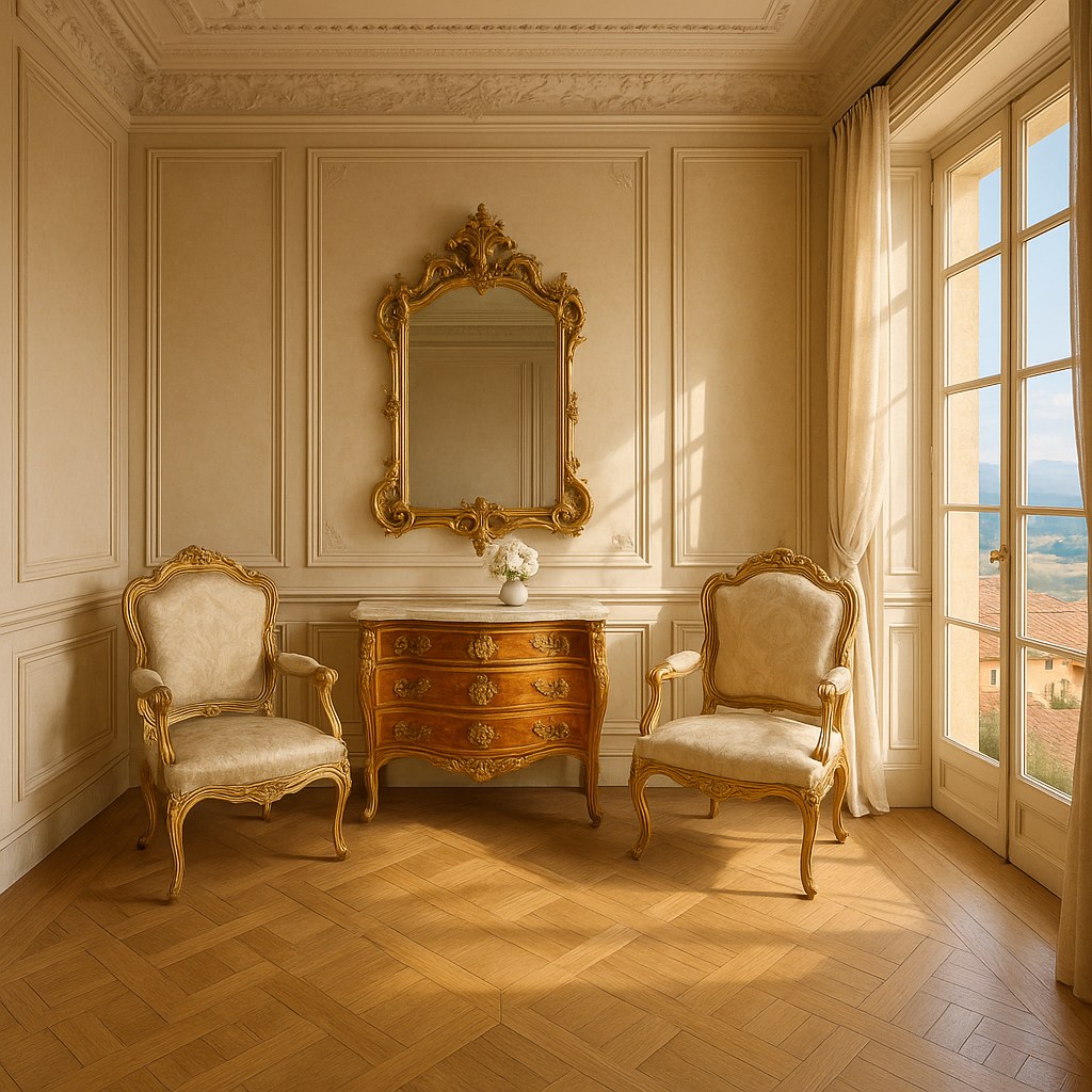 Luxury furniture Grasse salon with a painted commode by Casa Padrino