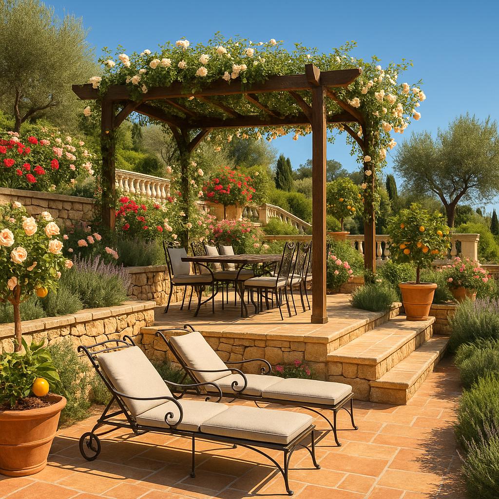 Luxury furniture Grasse rose garden terrace with outdoor furniture by Casa Padrino