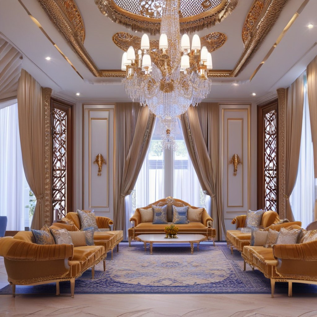 Luxury diwaniya and majlis seating for a Kuwait villa by Casa Padrino
