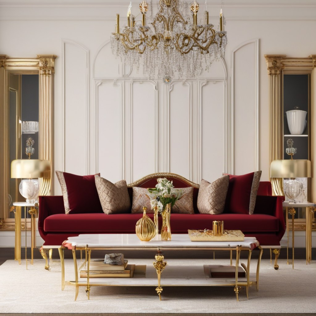 Luxury furniture in an elegant Kuwait City villa living room by Casa Padrino