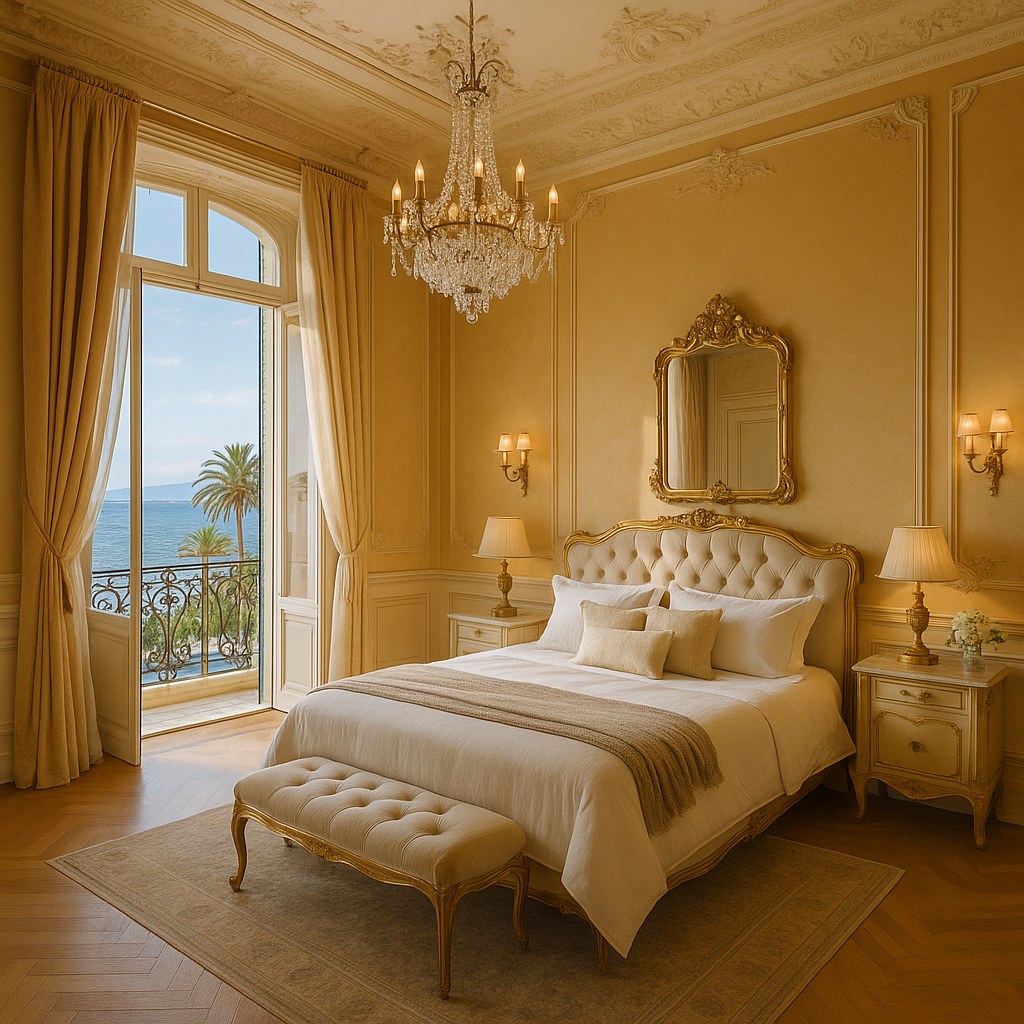 Luxury furniture Menton bedroom with a view over Garavan by Casa Padrino