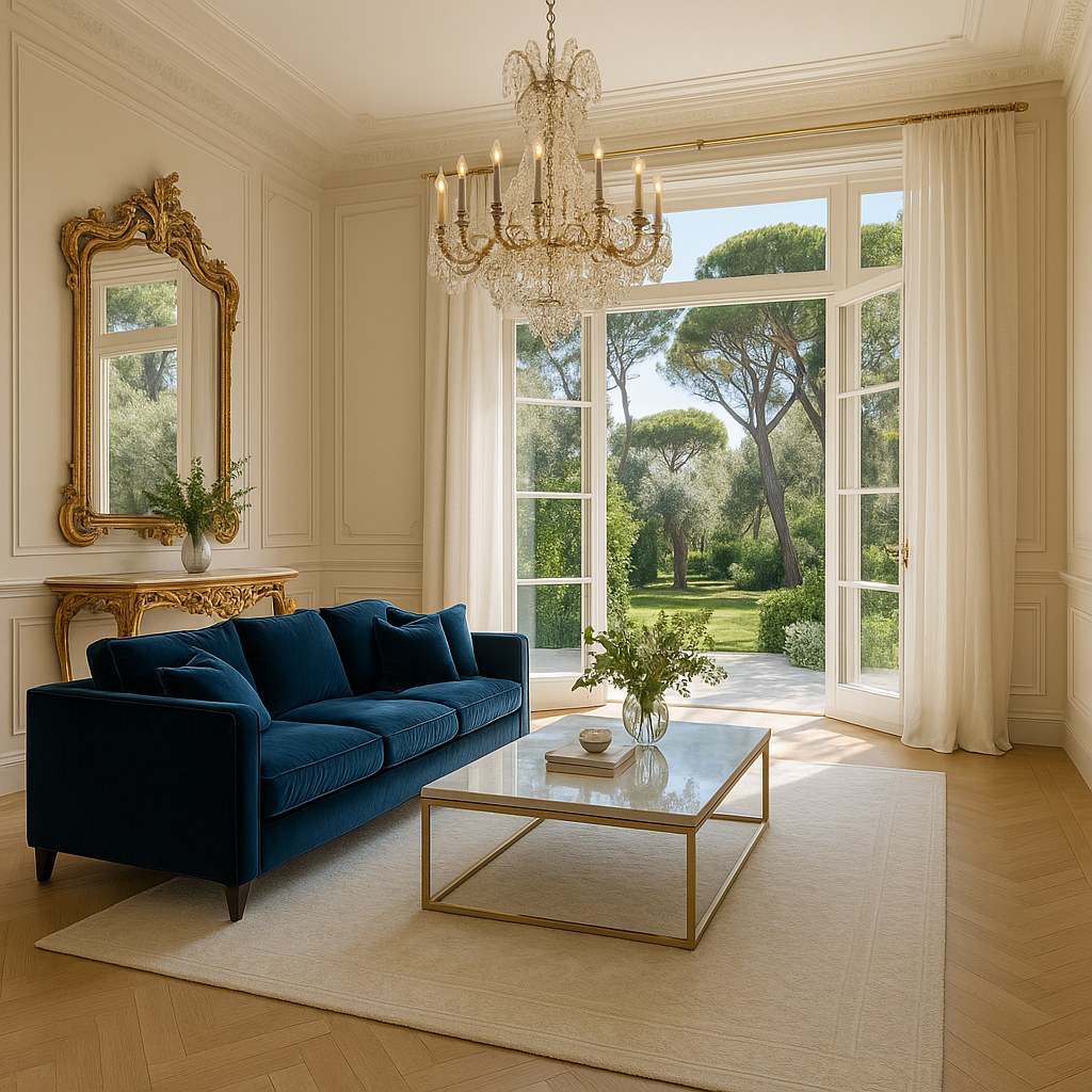 Luxury furniture Roquebrune Cap Martin villa living room among the pines by Casa Padrino