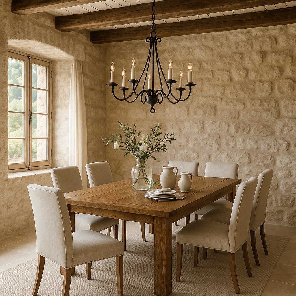 Luxury furniture Saint-Paul-de-Vence dining room under old wooden beams by Casa Padrino