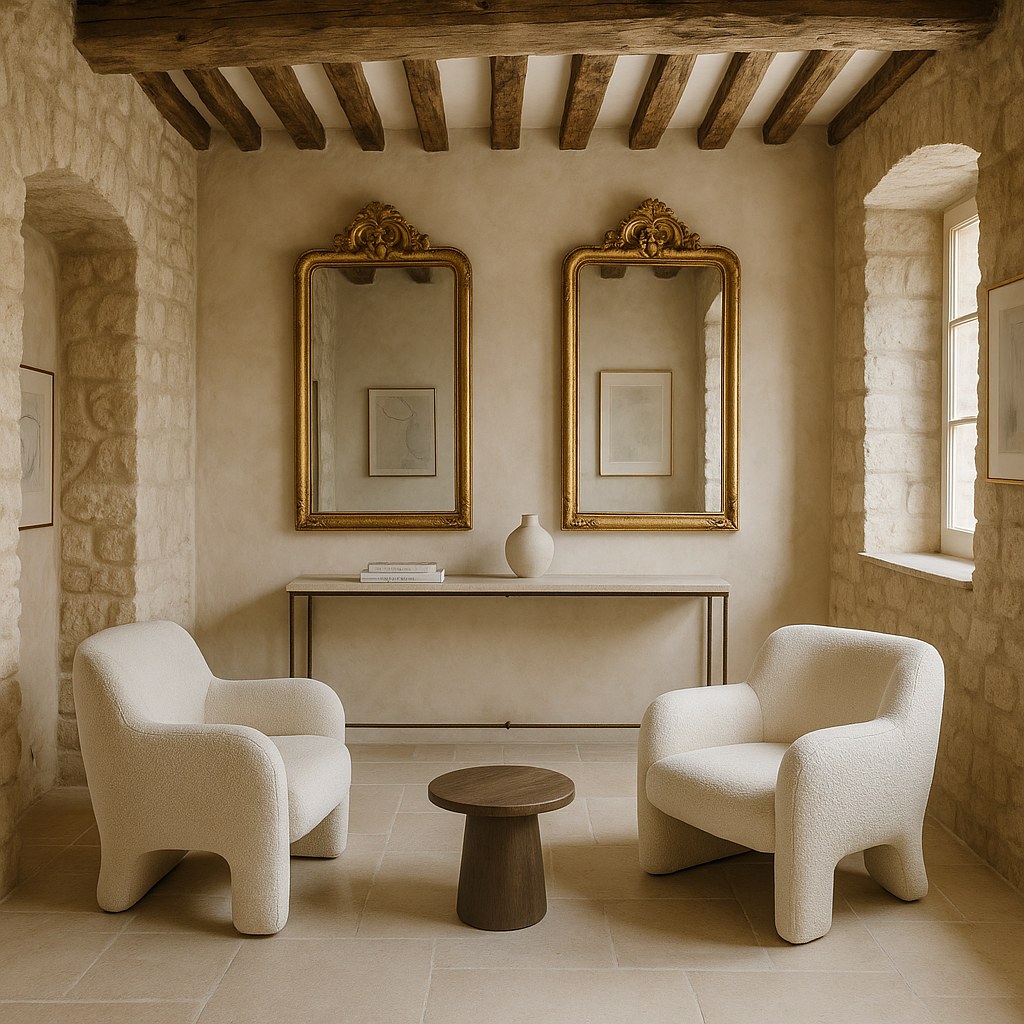 Luxury furniture Saint-Paul-de-Vence gallery wall with gilded mirrors by Casa Padrino