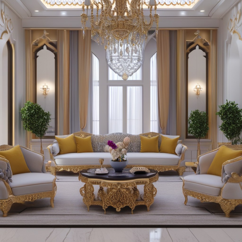 Elegant majlis seating in luxury furniture for a Saudi Arabia home by Casa Padrino