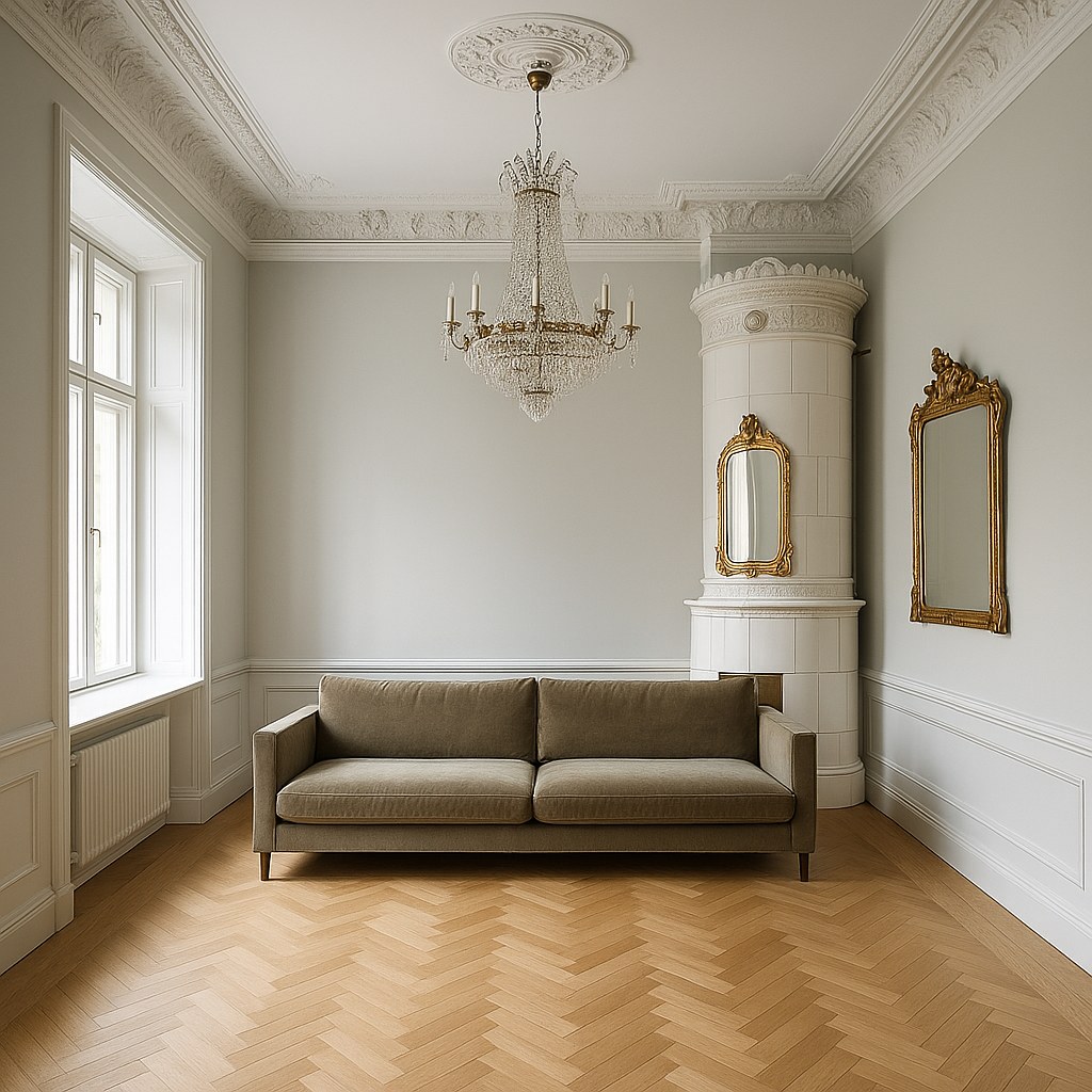 Luxury furniture in a turn of the century apartment in Stockholm, Sweden, by Casa Padrino