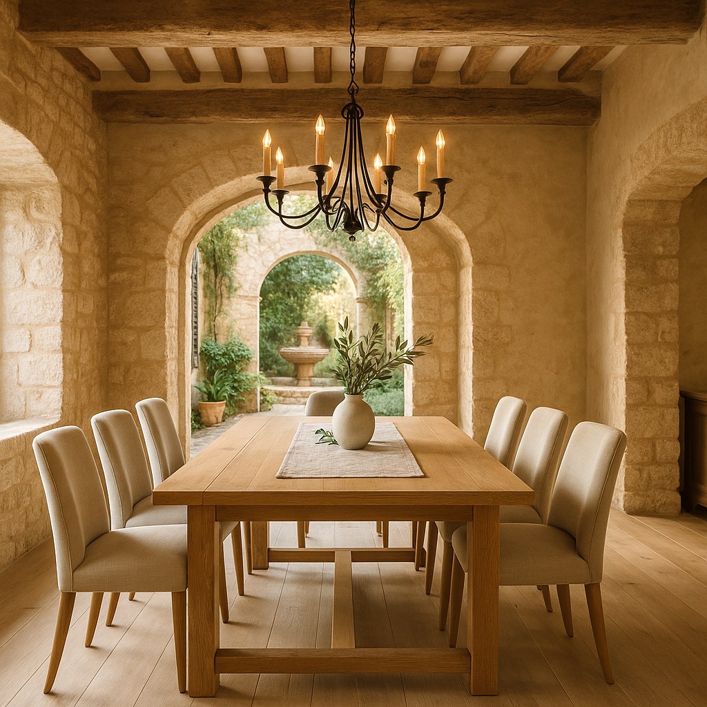 Luxury furniture Vence dining room with wooden beams by Casa Padrino