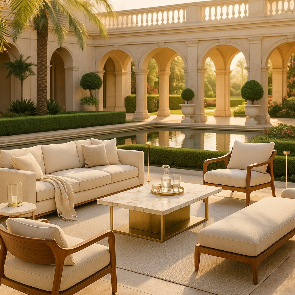 Luxury garden furniture in a hotel resort garden by Casa Padrino