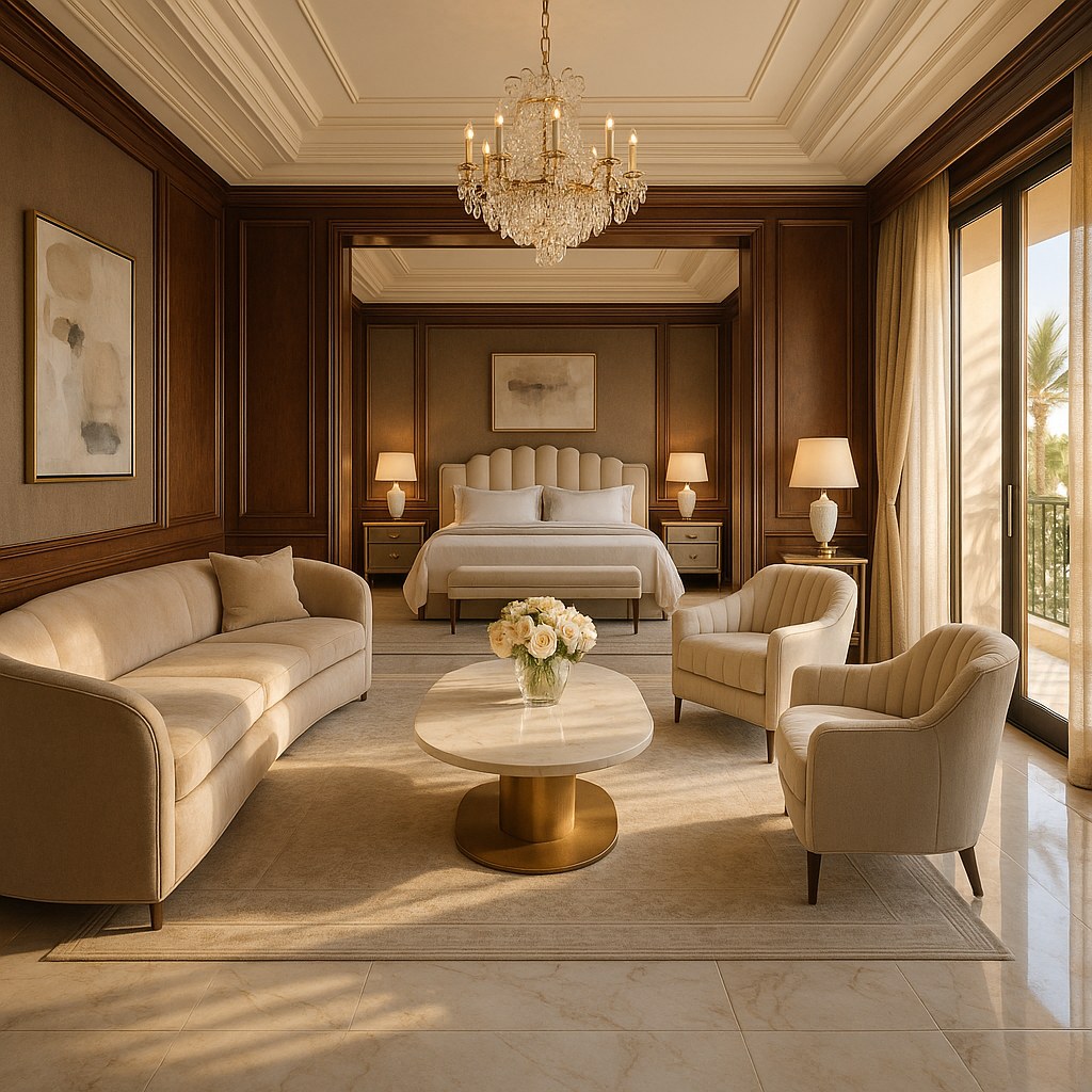 Luxury resort furniture in an elegant suite interior by Casa Padrino