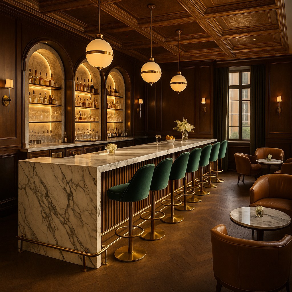 Luxury restaurant bar furniture with elegant seating by Casa Padrino