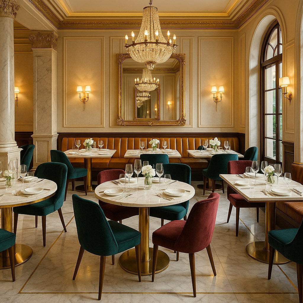 Luxury restaurant furniture in an elegant fine dining room by Casa Padrino