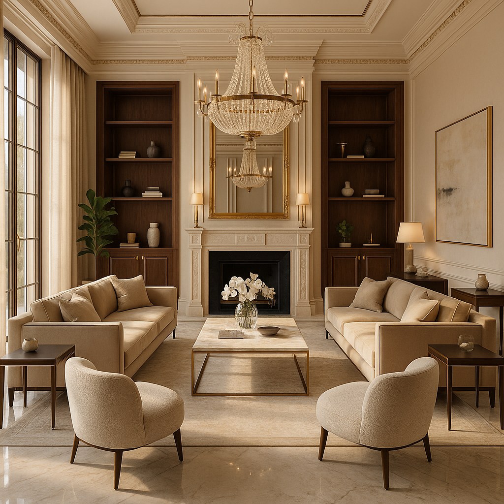 Luxury villa furniture in an elegant living room by Casa Padrino