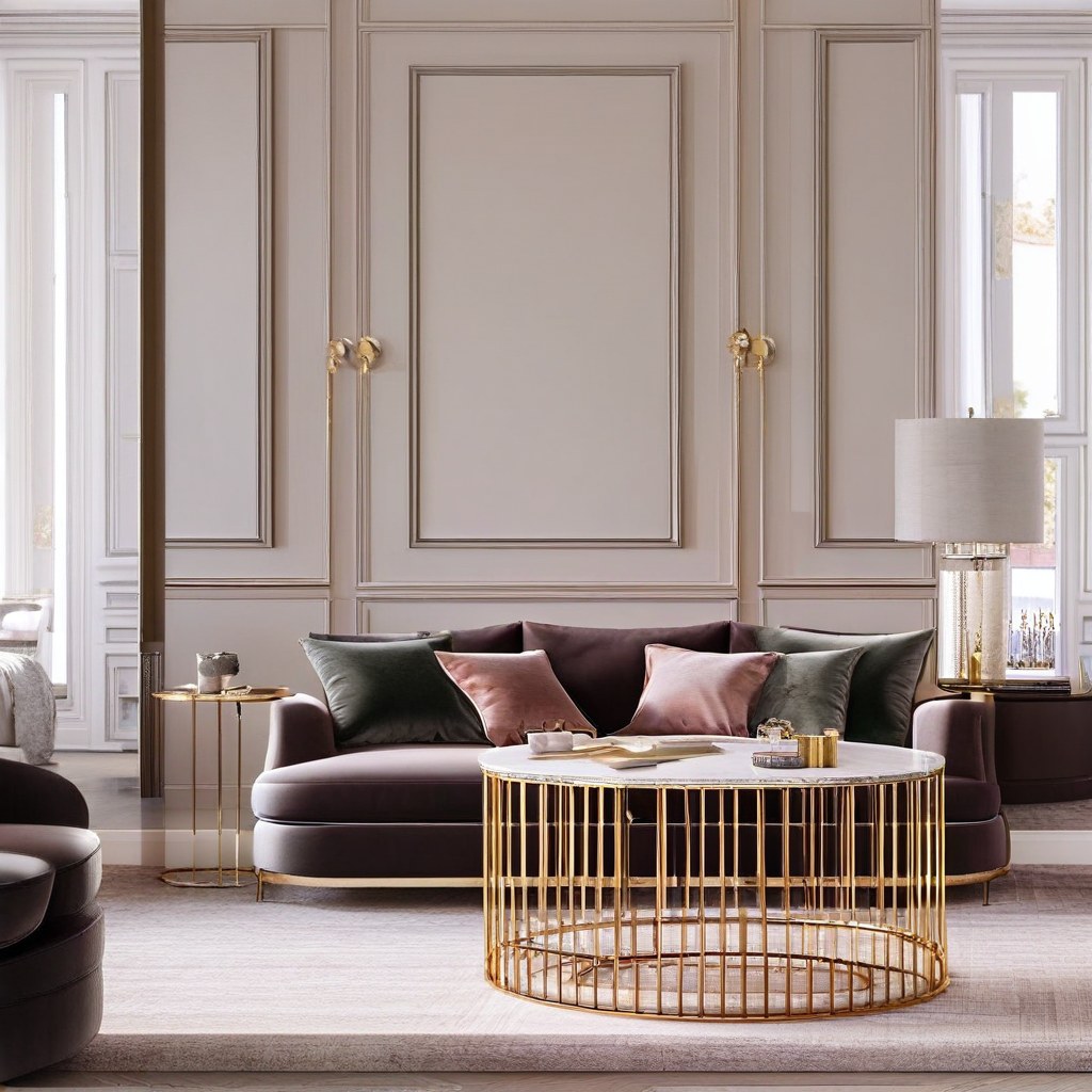 Round marble coffee table with gold base by Casa Padrino