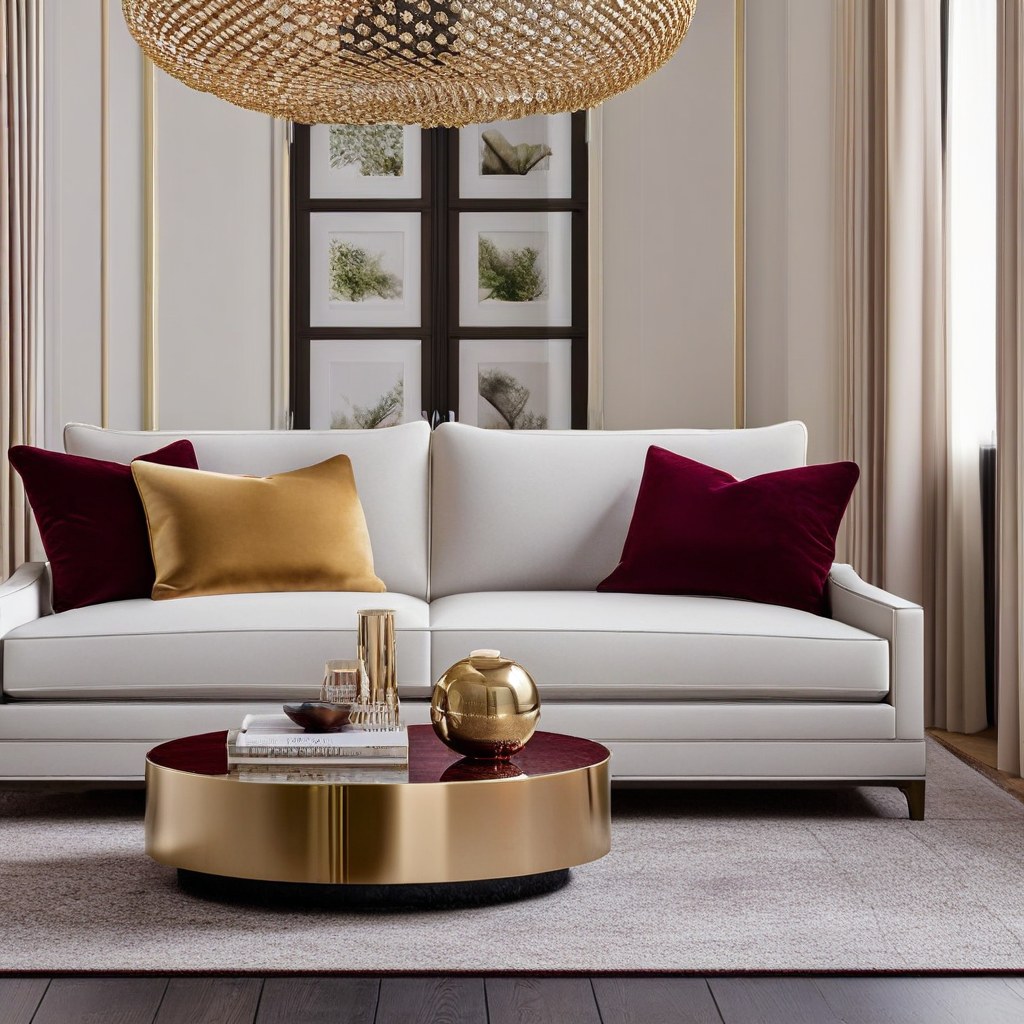 Marble coffee table set with a luxury sofa by Casa Padrino