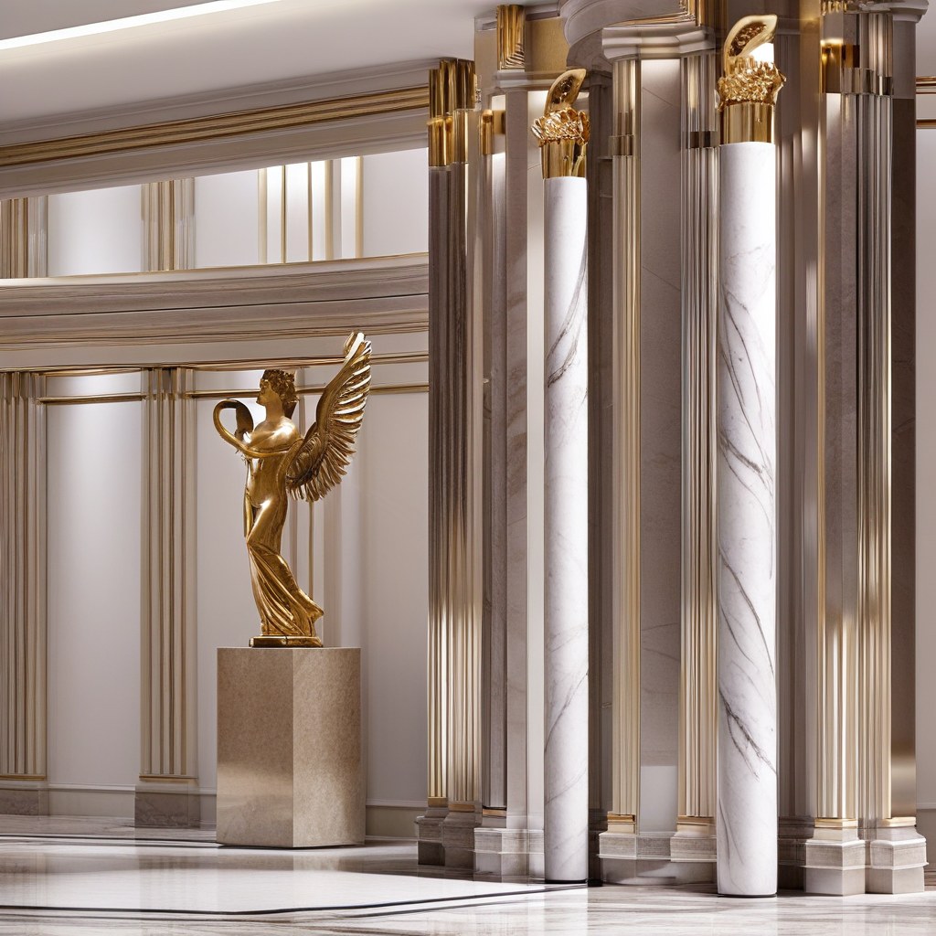 Marble column in a grand entrance hall by Casa Padrino