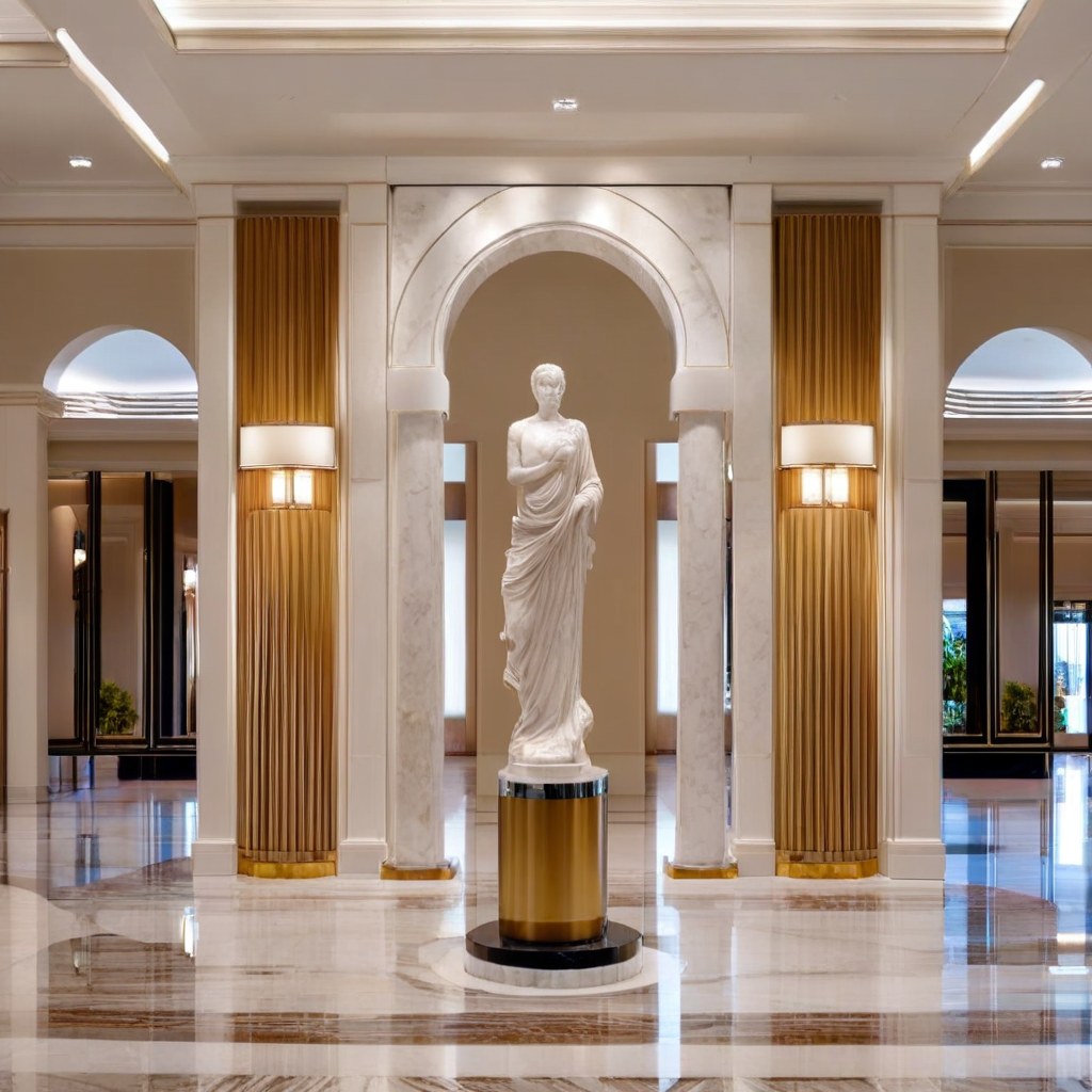 Marble column in a luxury hotel lobby by Casa Padrino