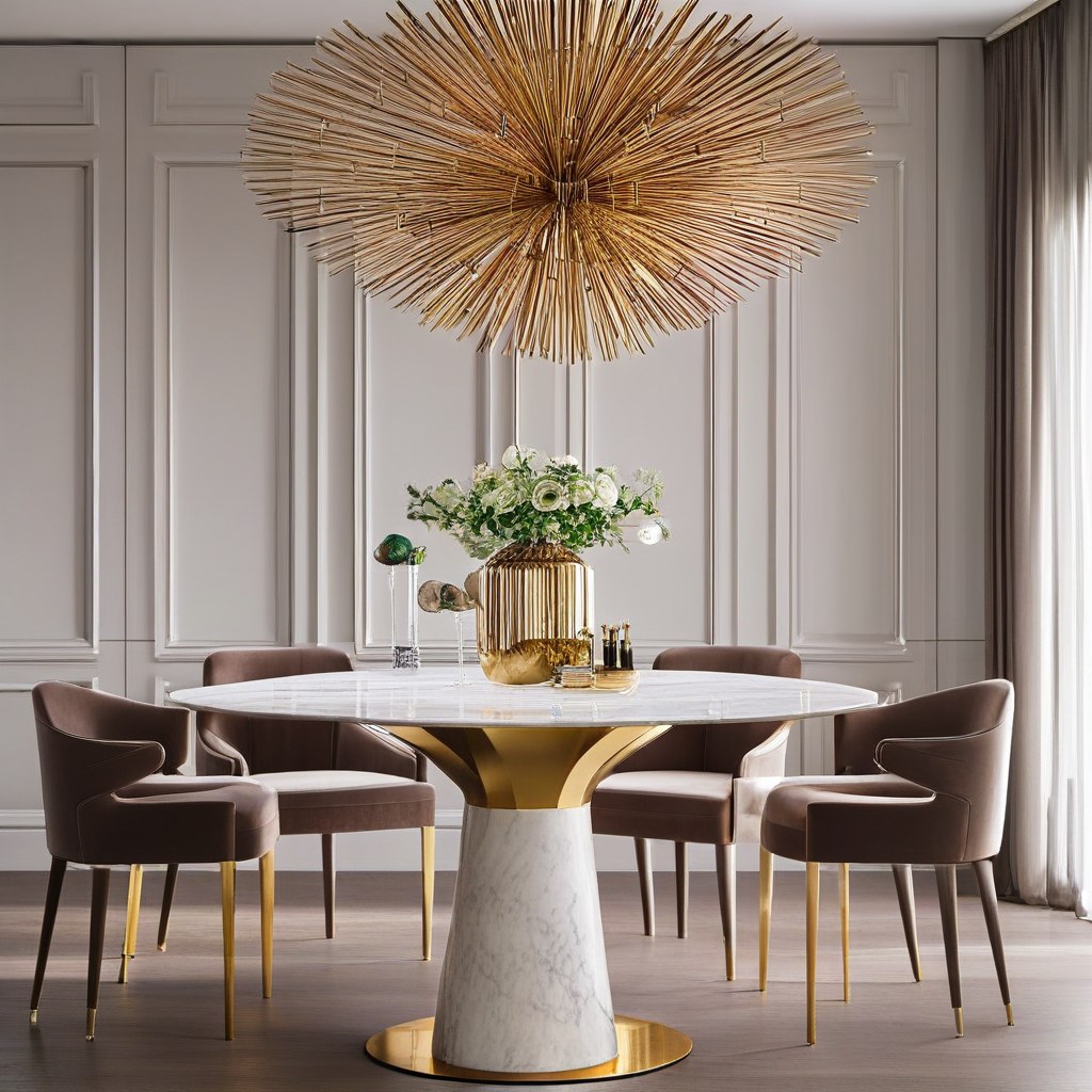 Marble dining table detail showing natural stone veining by Casa Padrino