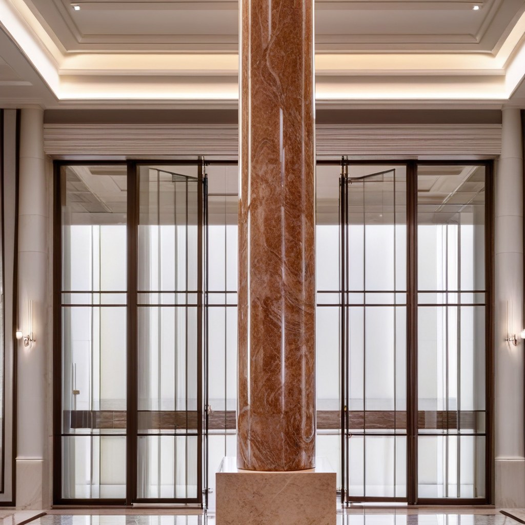 Marble pedestal displaying a sculpture by Casa Padrino