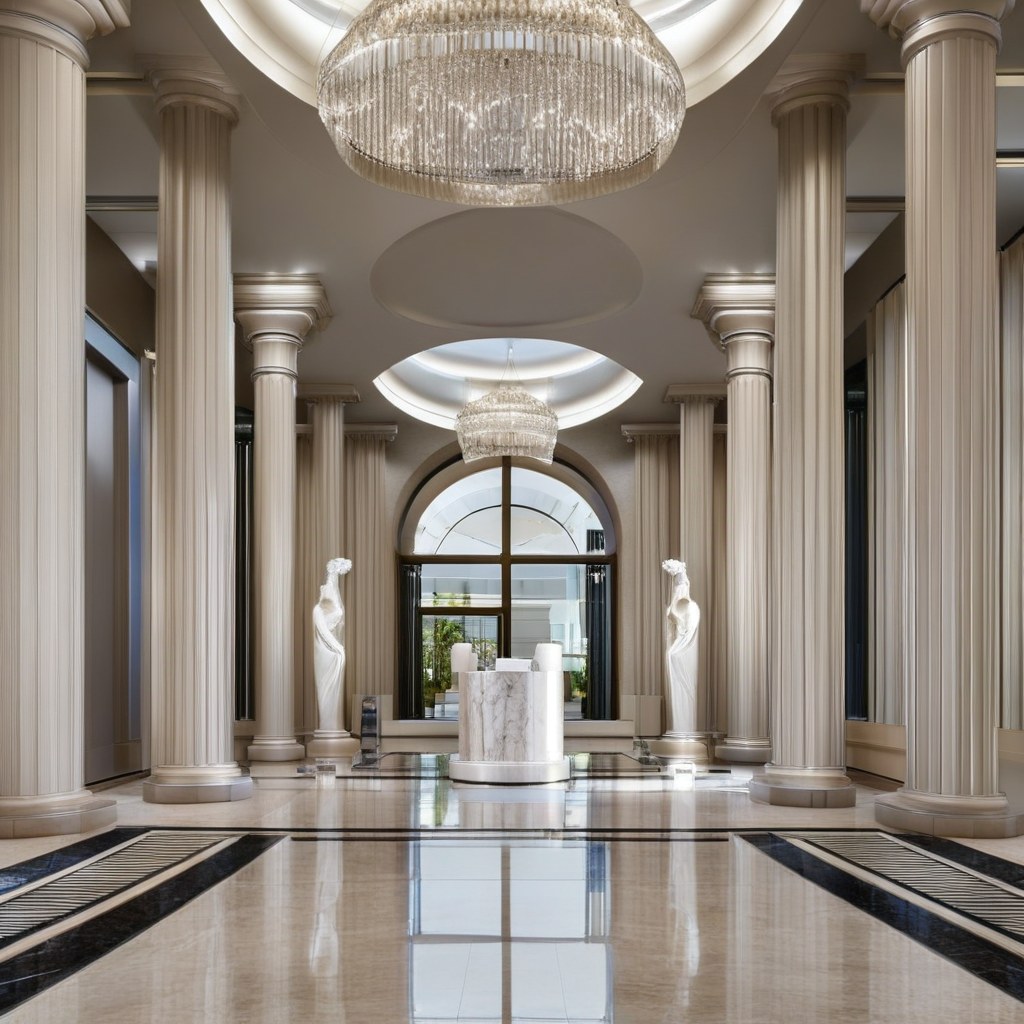 Marble pillar in an elegant living room by Casa Padrino