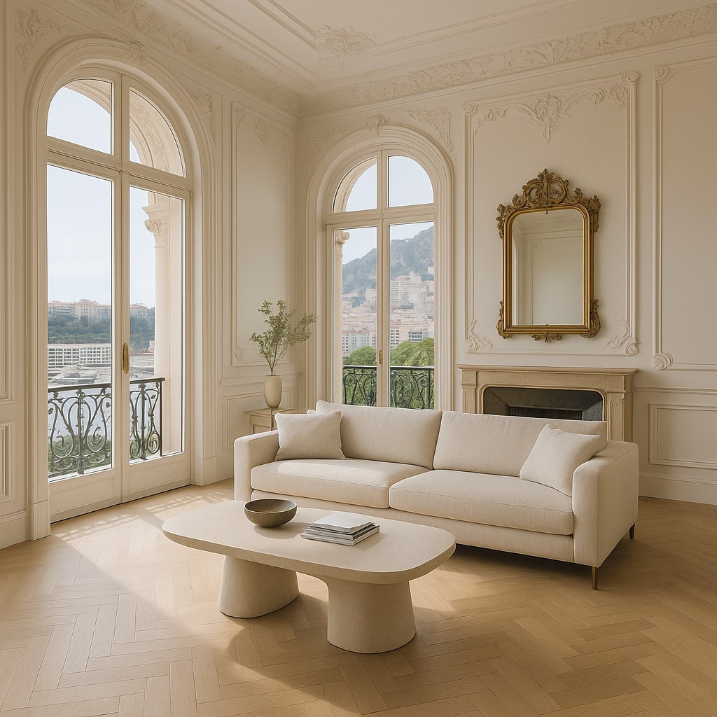 Monte-Carlo television festival interiors modern penthouse reception with a Casa Padrino designer sofa
