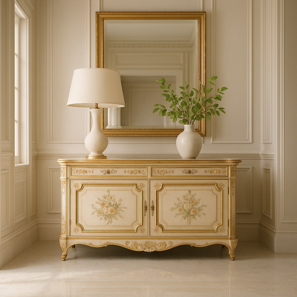 Sideboards hand painted baroque sideboard in a hallway by Casa Padrino