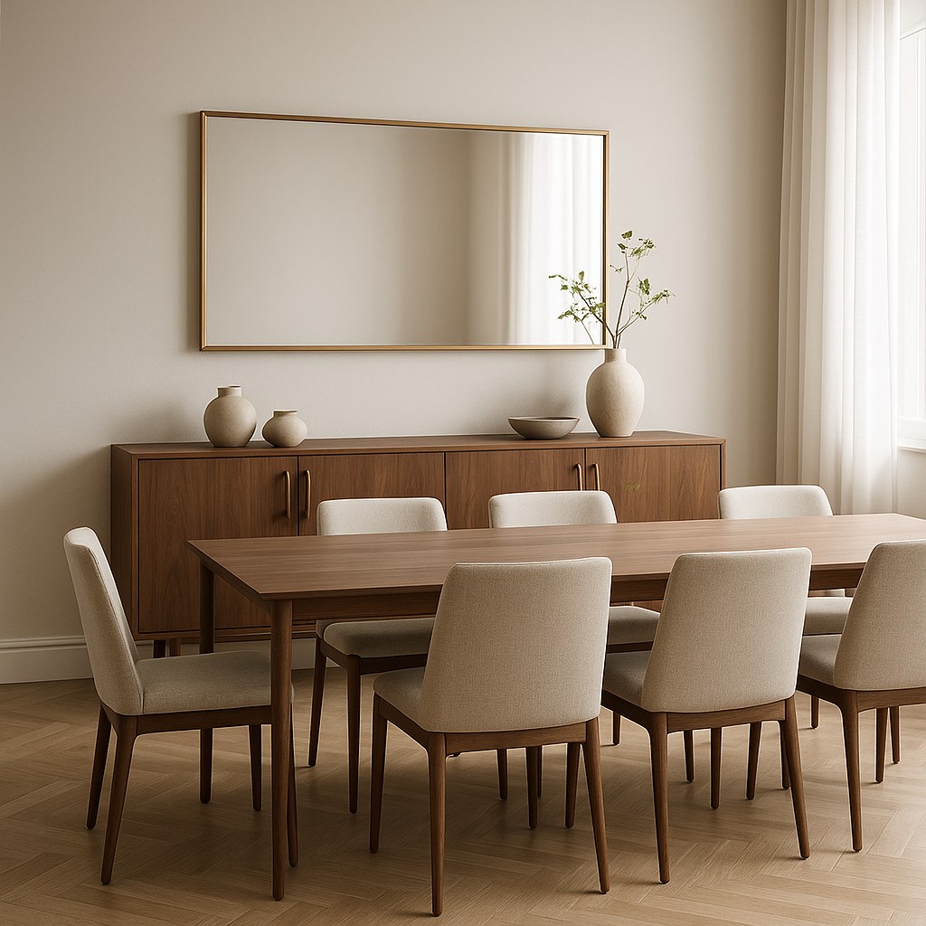 Sideboards long solid oak sideboard in a dining room by Casa Padrino